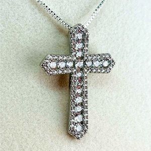 Sterling Silver/925 Silver Filled Cubic Zirconia Cross Necklace Pendant